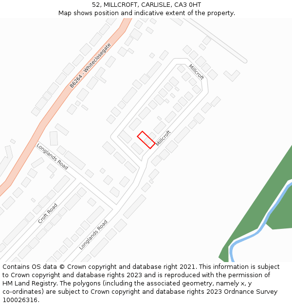 52, MILLCROFT, CARLISLE, CA3 0HT: Location map and indicative extent of plot