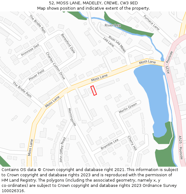 52, MOSS LANE, MADELEY, CREWE, CW3 9ED: Location map and indicative extent of plot