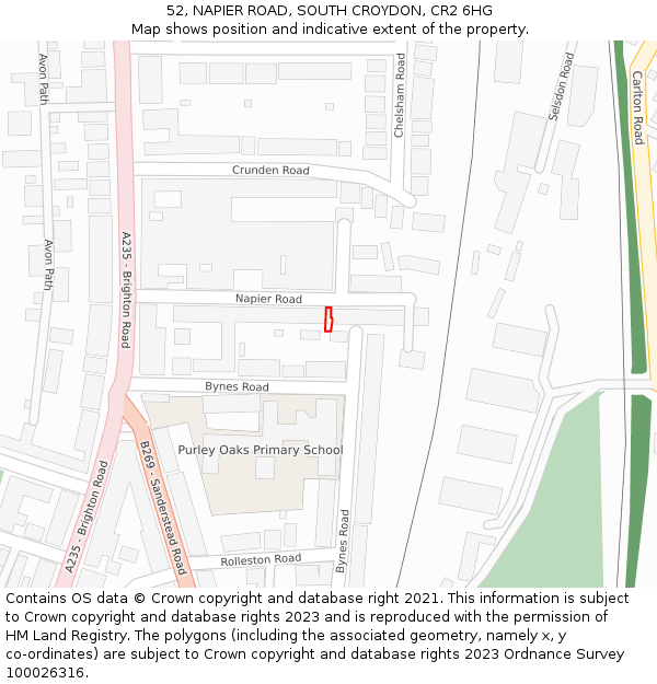 52, NAPIER ROAD, SOUTH CROYDON, CR2 6HG: Location map and indicative extent of plot