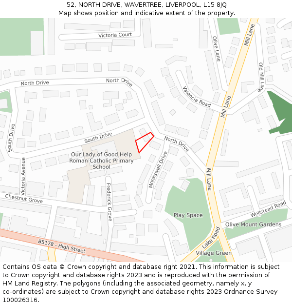 52, NORTH DRIVE, WAVERTREE, LIVERPOOL, L15 8JQ: Location map and indicative extent of plot