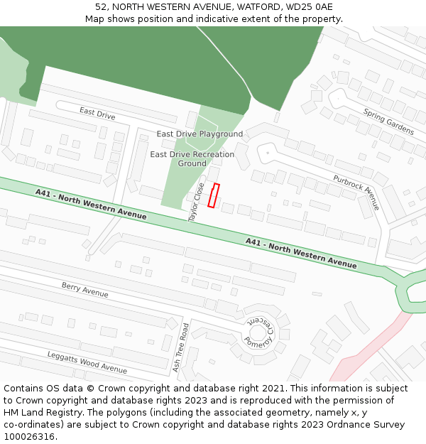 52, NORTH WESTERN AVENUE, WATFORD, WD25 0AE: Location map and indicative extent of plot