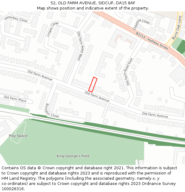 52, OLD FARM AVENUE, SIDCUP, DA15 8AF: Location map and indicative extent of plot