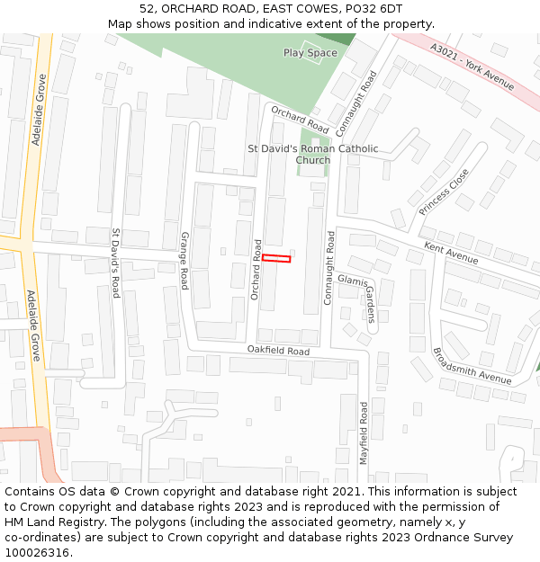 52, ORCHARD ROAD, EAST COWES, PO32 6DT: Location map and indicative extent of plot