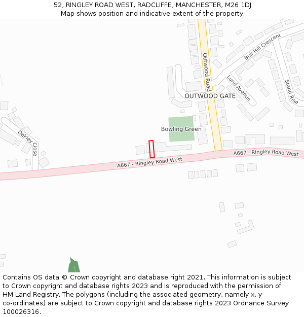 52, RINGLEY ROAD WEST, RADCLIFFE, MANCHESTER, M26 1DJ: Location map and indicative extent of plot