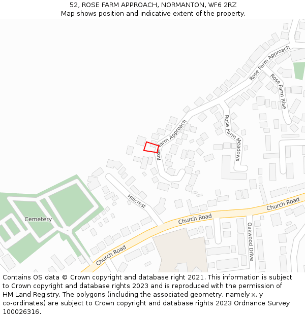 52, ROSE FARM APPROACH, NORMANTON, WF6 2RZ: Location map and indicative extent of plot