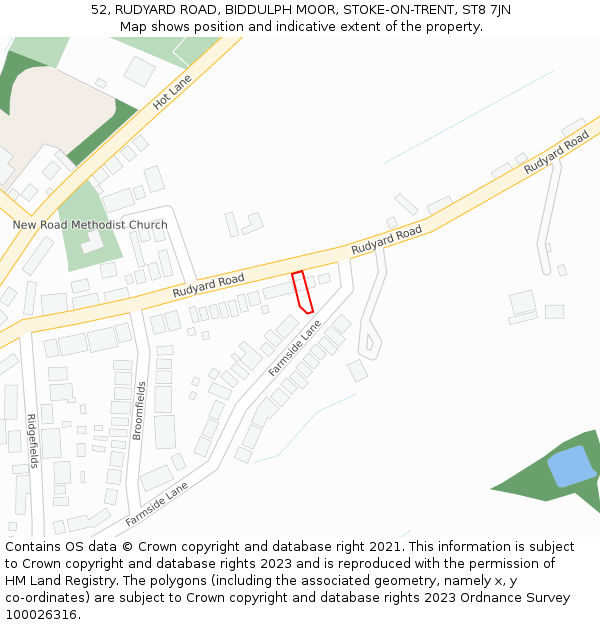 52, RUDYARD ROAD, BIDDULPH MOOR, STOKE-ON-TRENT, ST8 7JN: Location map and indicative extent of plot