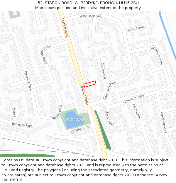 52, STATION ROAD, GILBERDYKE, BROUGH, HU15 2SU: Location map and indicative extent of plot