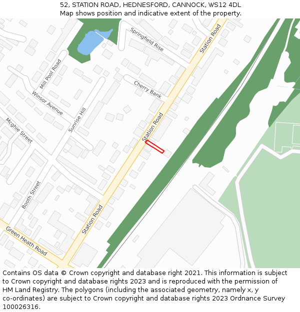 52, STATION ROAD, HEDNESFORD, CANNOCK, WS12 4DL: Location map and indicative extent of plot