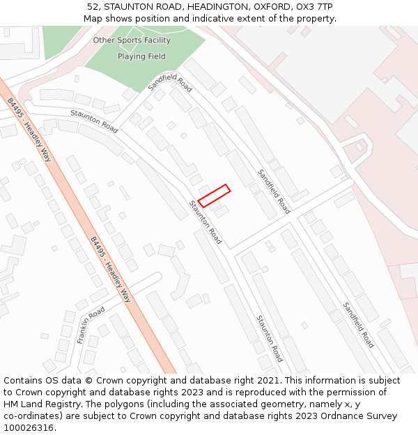 52, STAUNTON ROAD, HEADINGTON, OXFORD, OX3 7TP: Location map and indicative extent of plot