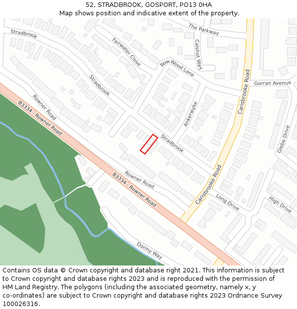 52, STRADBROOK, GOSPORT, PO13 0HA: Location map and indicative extent of plot