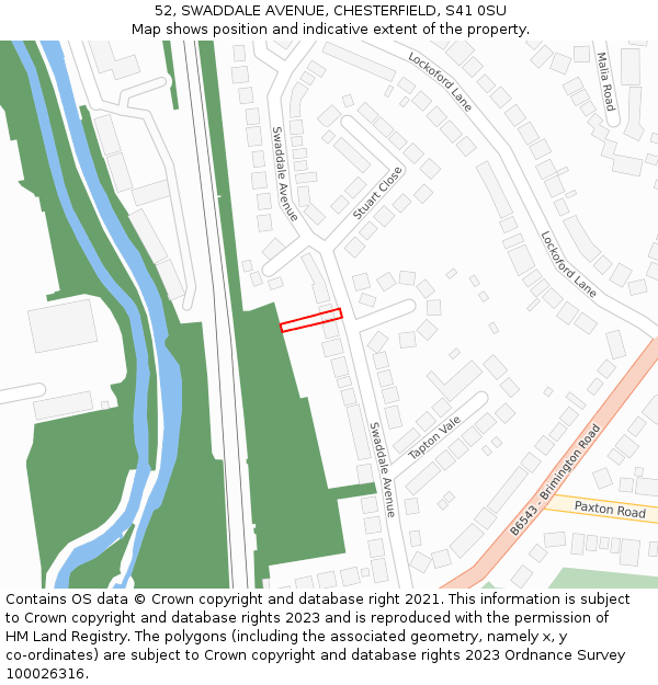 52, SWADDALE AVENUE, CHESTERFIELD, S41 0SU: Location map and indicative extent of plot