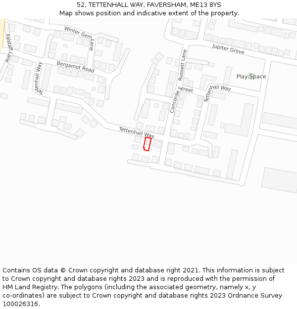 52, TETTENHALL WAY, FAVERSHAM, ME13 8YS: Location map and indicative extent of plot