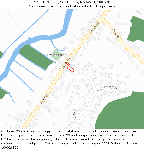 52, THE STREET, COSTESSEY, NORWICH, NR8 5DD: Location map and indicative extent of plot