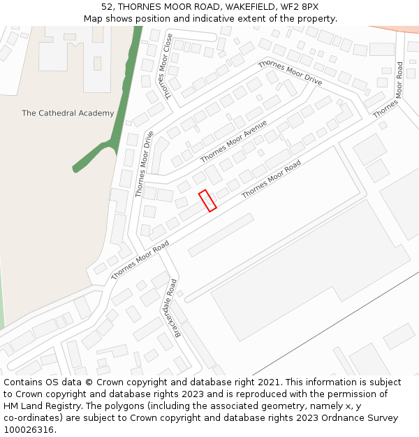 52, THORNES MOOR ROAD, WAKEFIELD, WF2 8PX: Location map and indicative extent of plot