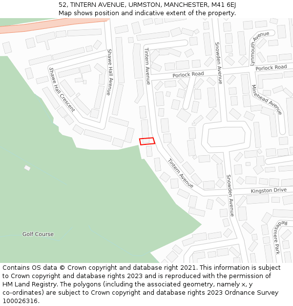 52, TINTERN AVENUE, URMSTON, MANCHESTER, M41 6EJ: Location map and indicative extent of plot