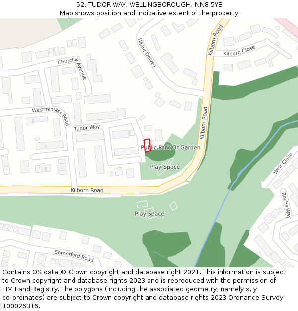 52, TUDOR WAY, WELLINGBOROUGH, NN8 5YB: Location map and indicative extent of plot
