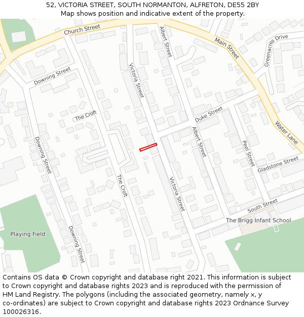 52, VICTORIA STREET, SOUTH NORMANTON, ALFRETON, DE55 2BY: Location map and indicative extent of plot