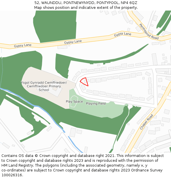 52, WAUNDDU, PONTNEWYNYDD, PONTYPOOL, NP4 6QZ: Location map and indicative extent of plot