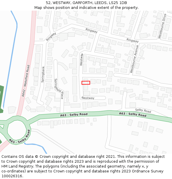 52, WESTWAY, GARFORTH, LEEDS, LS25 1DB: Location map and indicative extent of plot