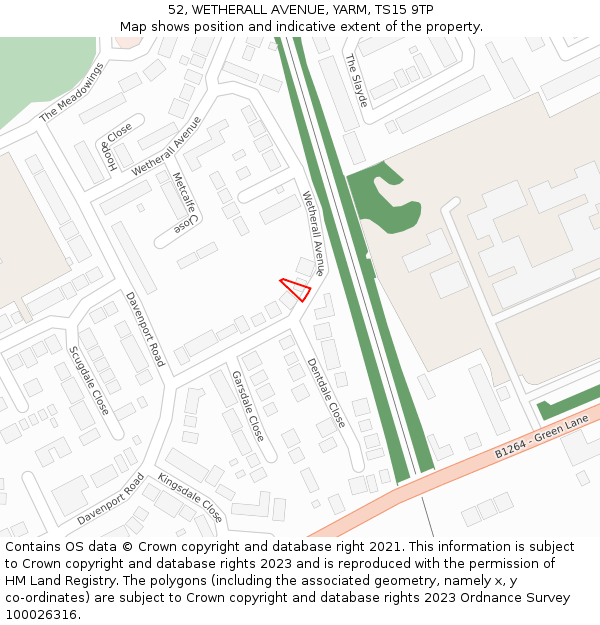52, WETHERALL AVENUE, YARM, TS15 9TP: Location map and indicative extent of plot