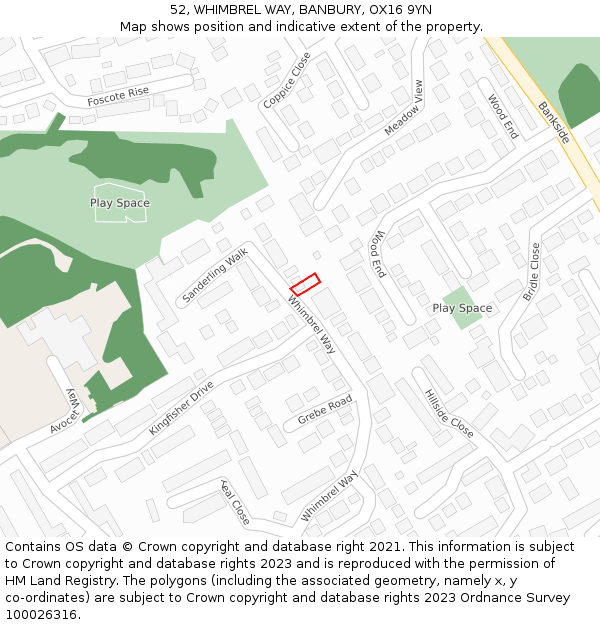 52, WHIMBREL WAY, BANBURY, OX16 9YN: Location map and indicative extent of plot