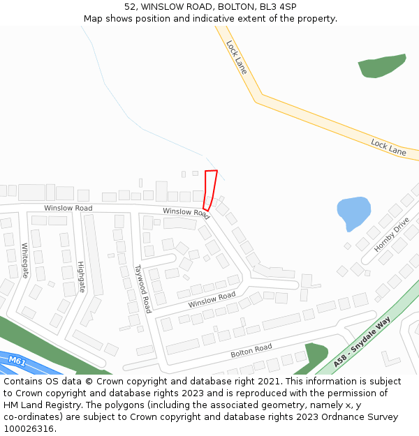 52, WINSLOW ROAD, BOLTON, BL3 4SP: Location map and indicative extent of plot