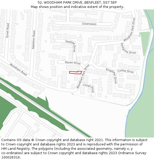 52, WOODHAM PARK DRIVE, BENFLEET, SS7 5EP: Location map and indicative extent of plot