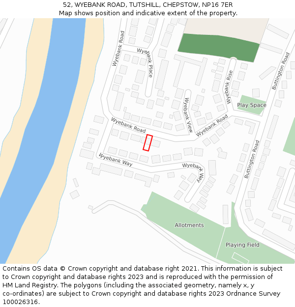 52, WYEBANK ROAD, TUTSHILL, CHEPSTOW, NP16 7ER: Location map and indicative extent of plot