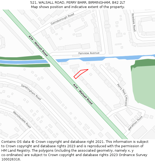 521, WALSALL ROAD, PERRY BARR, BIRMINGHAM, B42 2LT: Location map and indicative extent of plot