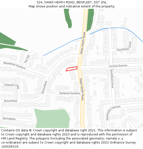 524, DAWS HEATH ROAD, BENFLEET, SS7 2NL: Location map and indicative extent of plot