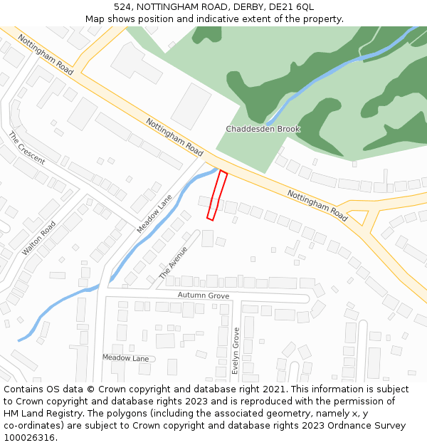 524, NOTTINGHAM ROAD, DERBY, DE21 6QL: Location map and indicative extent of plot