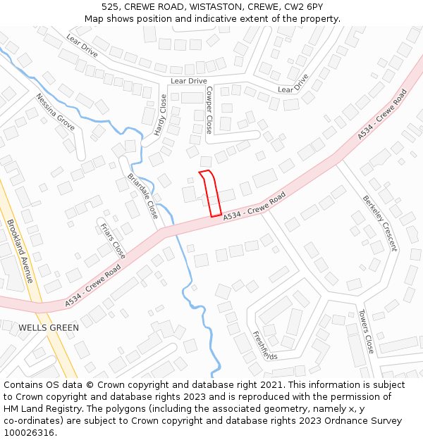 525, CREWE ROAD, WISTASTON, CREWE, CW2 6PY: Location map and indicative extent of plot