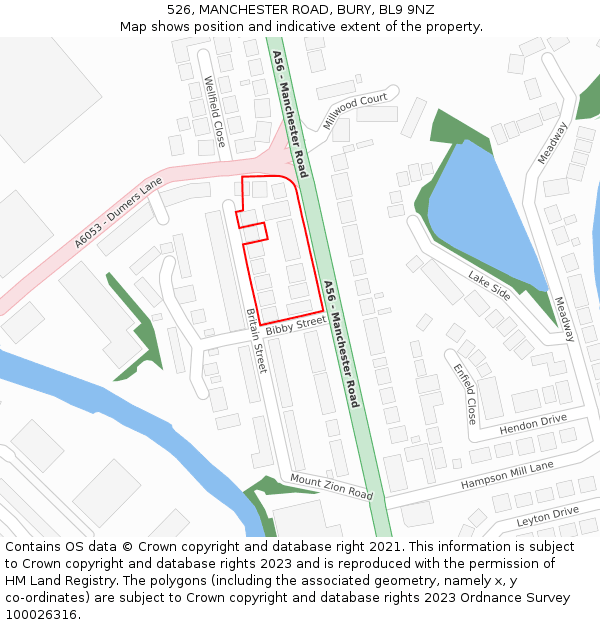 526, MANCHESTER ROAD, BURY, BL9 9NZ: Location map and indicative extent of plot