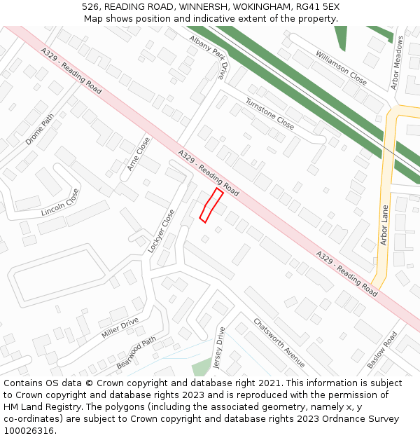 526, READING ROAD, WINNERSH, WOKINGHAM, RG41 5EX: Location map and indicative extent of plot