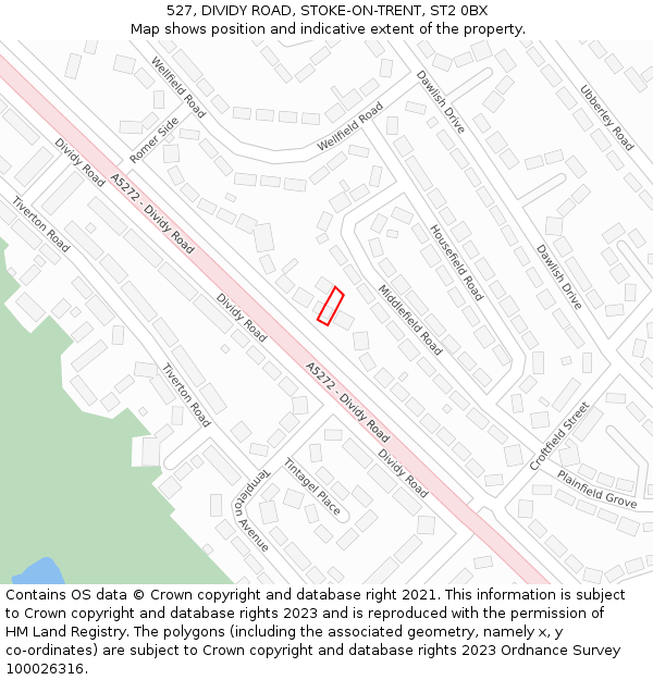 527, DIVIDY ROAD, STOKE-ON-TRENT, ST2 0BX: Location map and indicative extent of plot