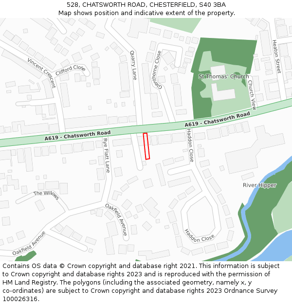 528, CHATSWORTH ROAD, CHESTERFIELD, S40 3BA: Location map and indicative extent of plot