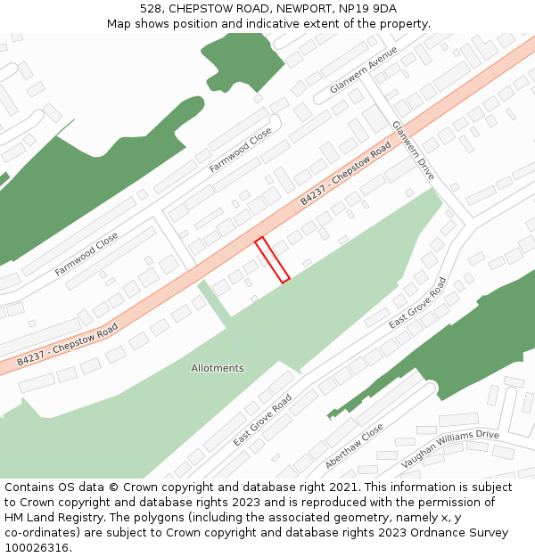 528, CHEPSTOW ROAD, NEWPORT, NP19 9DA: Location map and indicative extent of plot