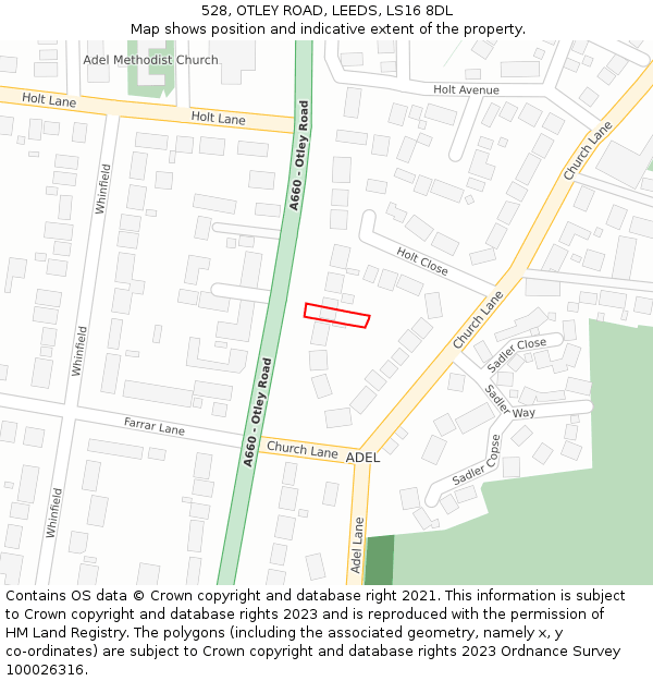 528, OTLEY ROAD, LEEDS, LS16 8DL: Location map and indicative extent of plot