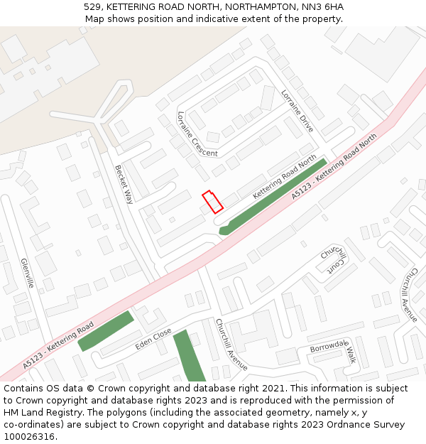 529, KETTERING ROAD NORTH, NORTHAMPTON, NN3 6HA: Location map and indicative extent of plot