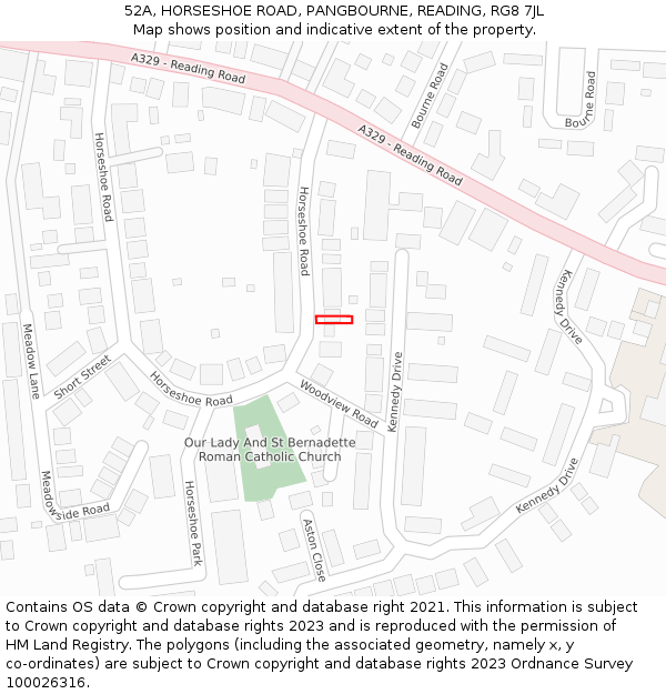 52A, HORSESHOE ROAD, PANGBOURNE, READING, RG8 7JL: Location map and indicative extent of plot