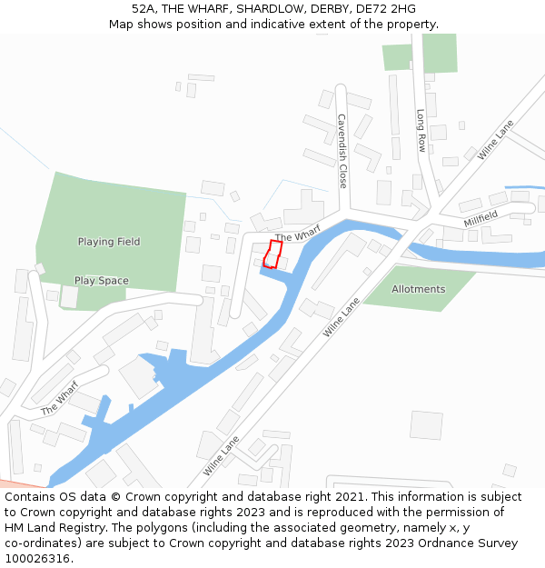 52A, THE WHARF, SHARDLOW, DERBY, DE72 2HG: Location map and indicative extent of plot