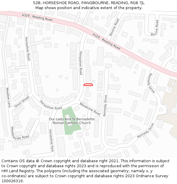 52B, HORSESHOE ROAD, PANGBOURNE, READING, RG8 7JL: Location map and indicative extent of plot