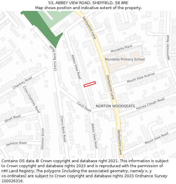 53, ABBEY VIEW ROAD, SHEFFIELD, S8 8RE: Location map and indicative extent of plot