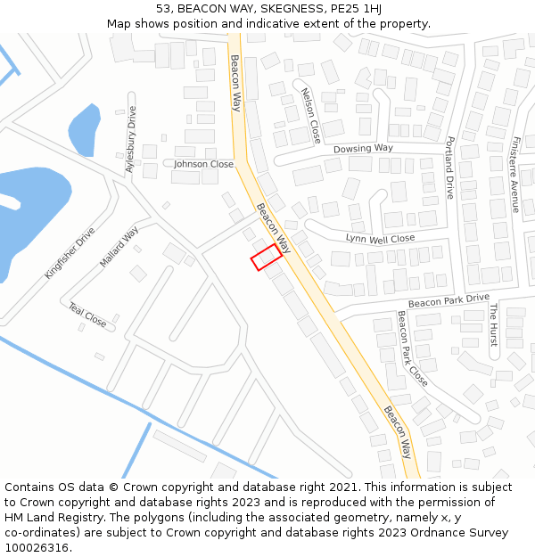 53, BEACON WAY, SKEGNESS, PE25 1HJ: Location map and indicative extent of plot