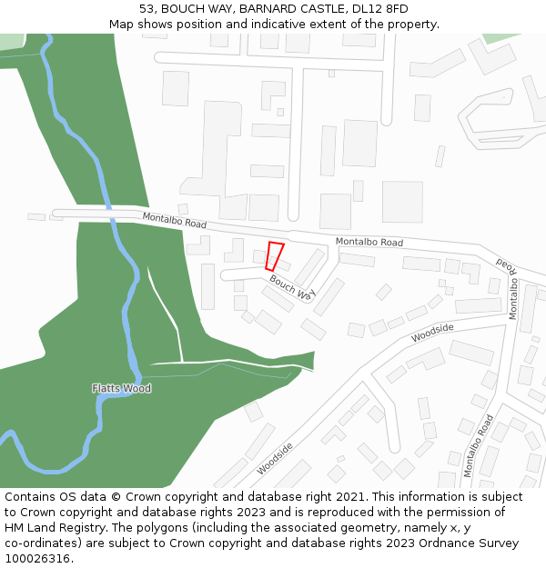 53, BOUCH WAY, BARNARD CASTLE, DL12 8FD: Location map and indicative extent of plot