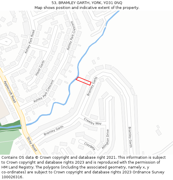 53, BRAMLEY GARTH, YORK, YO31 0NQ: Location map and indicative extent of plot