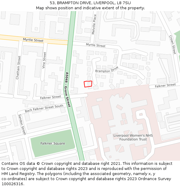 53, BRAMPTON DRIVE, LIVERPOOL, L8 7SU: Location map and indicative extent of plot