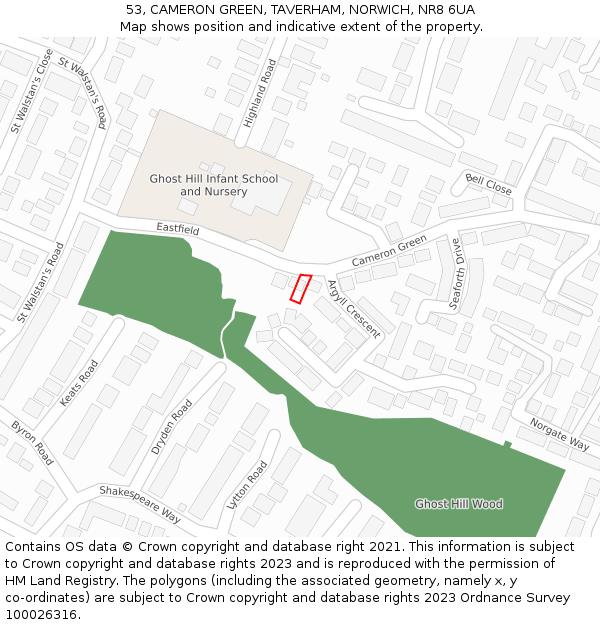 53, CAMERON GREEN, TAVERHAM, NORWICH, NR8 6UA: Location map and indicative extent of plot