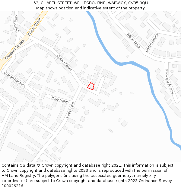 53, CHAPEL STREET, WELLESBOURNE, WARWICK, CV35 9QU: Location map and indicative extent of plot