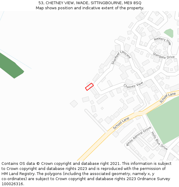 53, CHETNEY VIEW, IWADE, SITTINGBOURNE, ME9 8SQ: Location map and indicative extent of plot